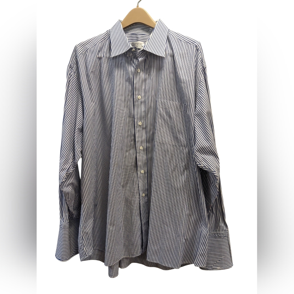 J.P. Tilford Men's Blue & White Button Down French Cuff Shirt Size 18-35